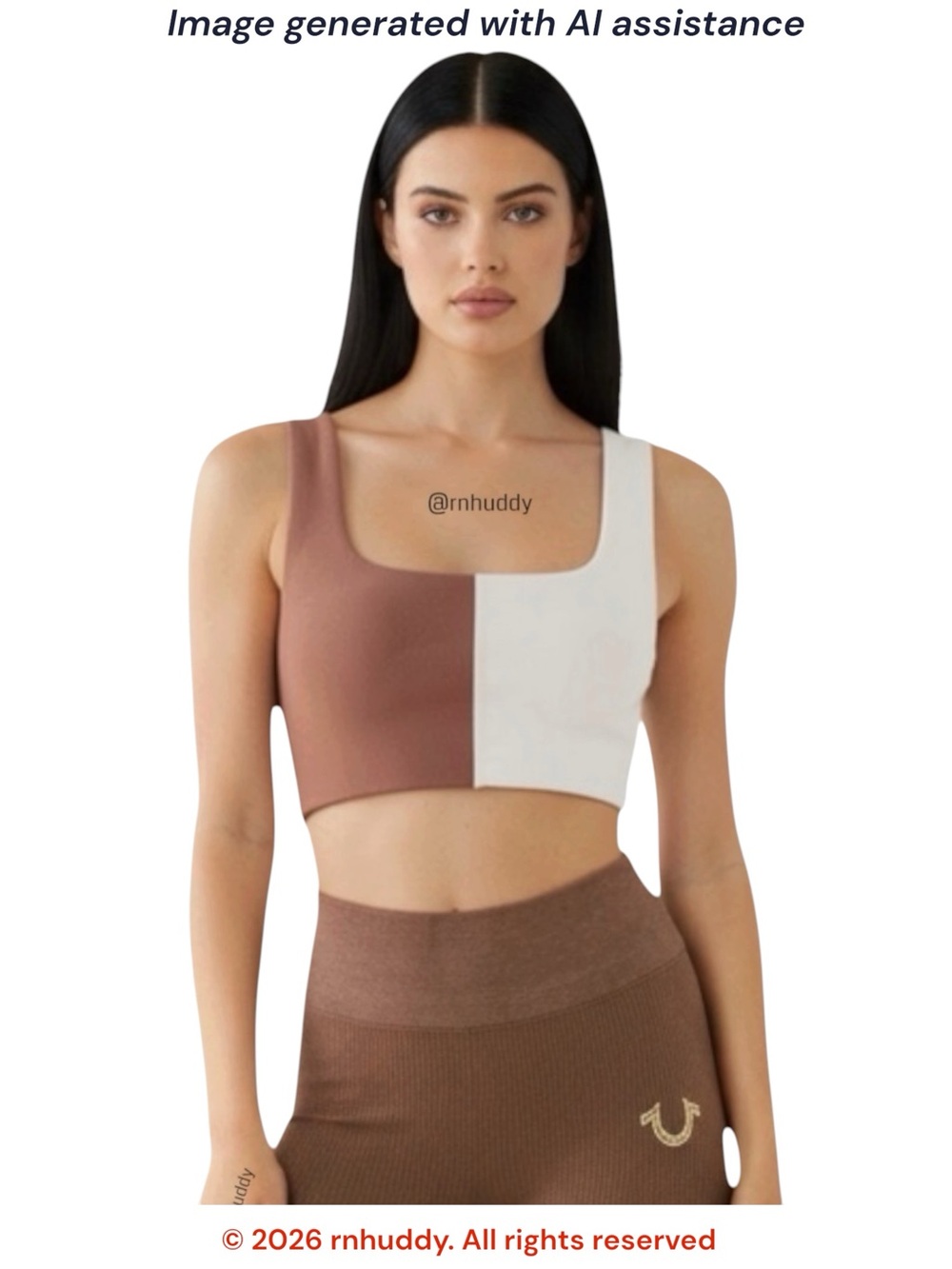 L*space XS colorblock brown/cream ribbed beat back crop top